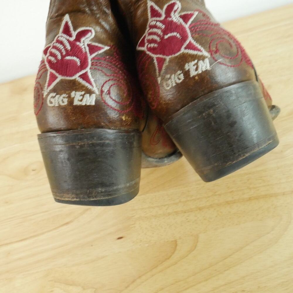 Gameday Boots Texas A & M Aggies Cowboy Boots Leather Women's 8 1/2 Embroidered - Picture 8 of 12